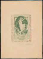 Alfred Soder (1880-1957): Erotikus ex libris Reich Péter Cornel Színes rézkarc, papír, jelzett 11,5×8 cm
