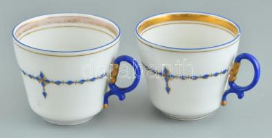 6 személyes teáskészlet kiöntővel, festett porcelán, jelzés nélkül, kopott, csorba