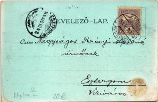 1900 Érsekújvár, Nové Zámky; Kossuth Lajos tér. Conlegner J. és fia 1115. / square. Art Nouveau, lit...