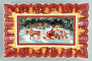 Villeroy Boch karácsonyi porcelántálca, matricás, jelzett, eredeti karton dobozában. 34x22cm