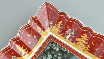 Villeroy Boch karácsonyi porcelántálca, matricás, jelzett, eredeti karton dobozában. 34x22cm