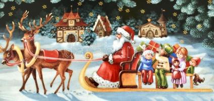 Villeroy Boch karácsonyi porcelántálca, matricás, jelzett, eredeti karton dobozában. 34x22cm