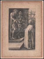 Albrecht Dürer után: Jézus. Rézmetszet, papír. Paszpartuban. Foltos. 11,5x7 cm