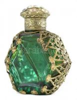 Régi réz hálós üveg parfümös. m: 6 cm