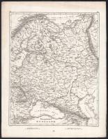 cca 1870-1880 Europäisches Russland, az európai Oroszország térképe, papír, lap tetején apró szakadással, 26x21 cm / map of European Russia, with small tear on the top of the sheet