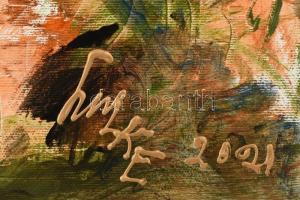 Olvashatatlan jelzéssel: Kompozíció. Olaj, vászon. Keret nélkül. 60x50cm