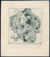 Franz von Bayros (1866-1924): Erotikus ex libris dr. Rudolf Ludwig Heliogravür, papír, jelzett a nyomaton, 10x9 cm