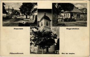 Pilisszentkereszt, Fő utca, római katolikus templom, Hangya szövetkezet üzlete és saját kiadása (fa)