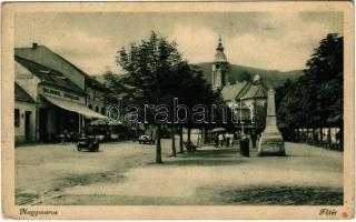 Nagymaros, Fő tér, templom, emlékoszlop, Waldvogel cukrászda (Rb)