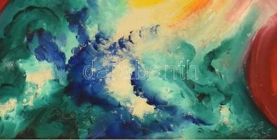 Heil József (1929-): Szivárvány. Olaj, farost, jelzett, fa keretben. 50×30 cm