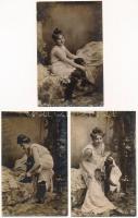 7 db RÉGI erotikus hölgy képeslap / 7 pre-1945 erotic lady postcards