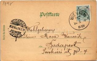 1900 Wien, Vienna, Bécs XXIII. Mauer, Promenade zum Wald, Kirche, Waldandacht, Marienhaus. Kunstanst...