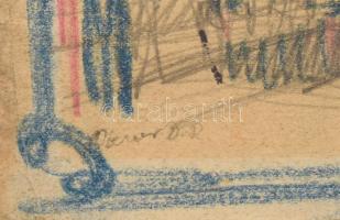 Diener D. R. jelzéssel: Báli jelenet. Ceruza, papír. Sérült. Kartonra kasírozva. 19,5x29 cm