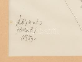 Szász Endre (1926-2003): Női fej 1983. Tus, zsírpapír. Jelzett: Ákinak Bandi 1983 Üvegezett keretben...