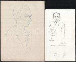 Vincze Lajos (1914-2002): Híres emberek 6 db grafika: Méhes, Radnóti, stb. Tus, papír, jelzés nélkül, kb 18×13 cm