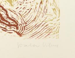 Somlai Vilma (1938-2007): Csendélet. Színes linómetszet, papír, jelzett, számozott hátoldalán Rézkar...