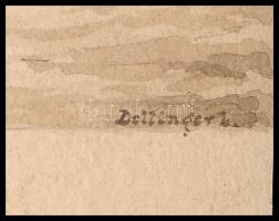 Dollinger jelzéssel: Tokaj a XVI. században. Akvarell, papír, 20x30 cm