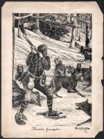 Szebellédi Géza (?-?): Komoda hómezőin, 1926. Akvarell, papír, jelzett, 27x20 cm Kis beszakadással