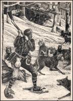 Szebellédi Géza (?-?): Komoda hómezőin, 1926. Akvarell, papír, jelzett, 27x20 cm Kis beszakadással