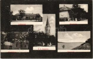 Algyő (Szeged), lelkészlak, községháza, népiskola, Tiszapart, római katolikus templom