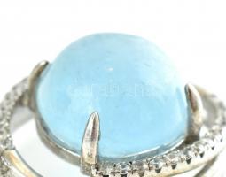 Ezüst(Ag) medál akvamarinnal, jelzett, h: 2,5 cm, bruttó: 4 g