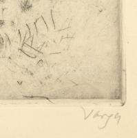 Varga Nándor Lajos (1895-1978): Golyószóró (Gyakorlatozó katonák). Rézkarc, papír, jelzett, 24x29 cm