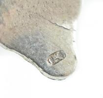 Ezüst(Ag) fülklipsz, türkizzel és korallal, jelzett, d: 2 cm, bruttó: 13,1 g