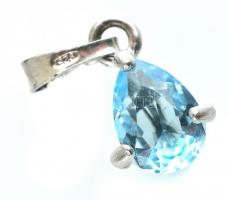 Ezüst(Ag) csepp alakú függő kék kővel, jelzett, h: 2 cm, bruttó: 1,16 g