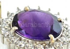 Ezüst(Ag) medál, ametiszttel, jelzett, h: 2,5 cm, bruttó: 2,8 g