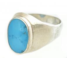 Ezüst(Ag) gyűrű türkizzel, jelzett, méret: 56, bruttó: 6,2 g