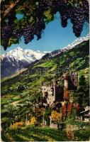 1932 Merano, Meran (Südtirol); Castello Fontana / castle. Montage with grapes (EK)