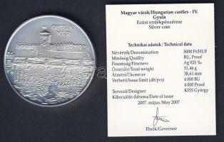 2007. 5000Ft Ag "Gyulai Vár" T:BU Csak 4000db! Díszdobozban, tanúsítvánnyal!