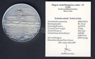 2007. 5000Ft Ag "Gyulai Vár" T:BU Csak 4000db! Díszdobozban, tanúsítvánnyal!