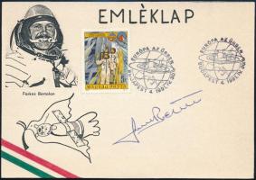 Farkas Bertalan magyar űrhajós aláírása emléklapon / autograph signature of Hungarian astronaut