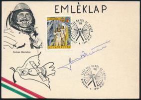 Farkas Bertalan magyar űrhajós aláírása emléklapon / autograph signature of Hungarian astronaut