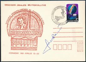 Farkas Bertalan magyar űrhajós aláírása alkalmi levezőlapon / autograph signature of Hungarian astronaut