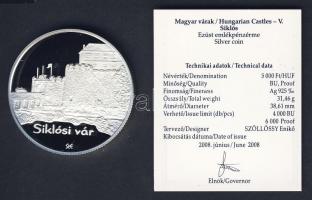2008. 5000Ft Ag "Siklósi Vár" T:PP Csak 6000db! Díszdobozban, tanúsítvánnyal!