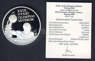 2008. 5000Ft Ag "Pekingi olimpia" T:PP Díszdobozban, tanúsítvánnyal!