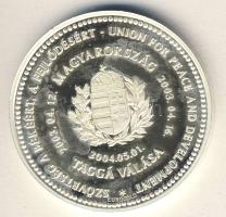 2004. "Magyarország EU-tagállam - EU-bővítés" Ag emlékérem, 31,1g T:PP Díszdobozban, tanúsítvánnyal!