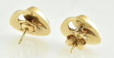 Arany (Au) 14K art deco fülbevalópár, rózsakvarccal, jelzett, d: 1,5 cm, bruttó: 2,7 g