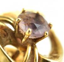 Arany (Au) 14K art deco fülbevalópár, rózsakvarccal, jelzett, d: 1,5 cm, bruttó: 2,7 g