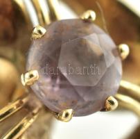 Arany (Au) 14K art deco fülbevalópár, rózsakvarccal, jelzett, d: 1,5 cm, bruttó: 2,7 g