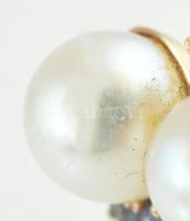 Arany (Au) 14K fülbevalópár, zafírral és gyönggyel, jelzett, h: 2 cm, bruttó: 5 g