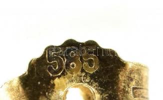 Arany (Au) 14K fülbevalópár, zafírral és gyönggyel, jelzett, h: 2 cm, bruttó: 5 g