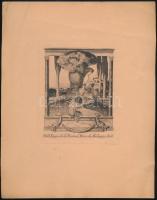 Franz von Bayros (1866-1924): Ex libris Madarassy Beck. Klisé, papír, jelzett a nyomaton, 14×11 cm
