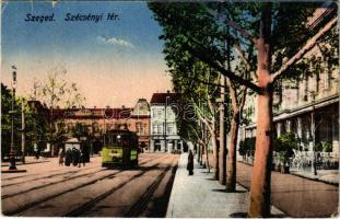 1916 Szeged, Széchenyi tér, villamos (szakadás / tear)