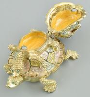 2 rekeszes zománcozott fém teknős formájú doboz. m: 7,5cm