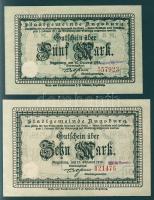 Német Birodalom/Császárság/Augsburg 1918.10.15. 5M, 10M hivatalos érvénytelenítéssel T:I
