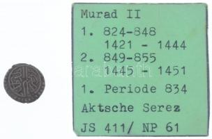 Oszmán Birodalom 1431. Akcse Ag "II. Murád" (1,13g) T:2 patina
Ottoman Empire 1431. Akce ...