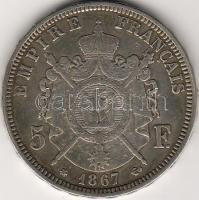Franciaország 1867A 5Fr ezüst T:3/4